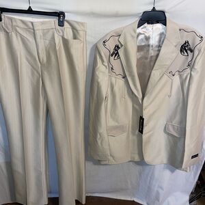 Western Max Men’s 2 Piece Suit Size 46L 36x36 Beige Cowboy Rodeo Going Out NWT